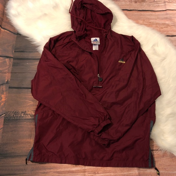 maroon adidas windbreaker